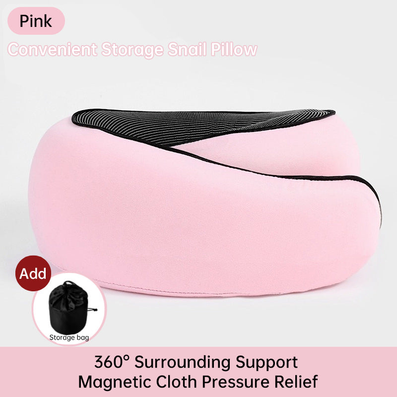 Travel Neck Pillow Memory Foam U-shaped Pillow Snail Style Travel Neck Support Portable Adjustable Soft Noon Break Sleep Pillows