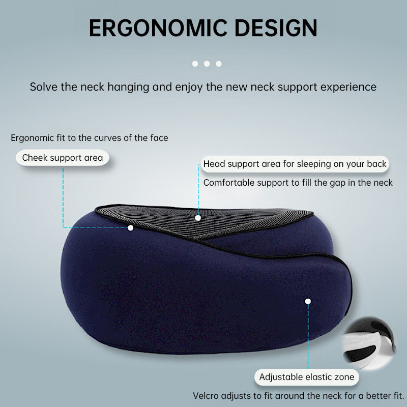 Travel Neck Pillow Memory Foam U-shaped Pillow Snail Style Travel Neck Support Portable Adjustable Soft Noon Break Sleep Pillows