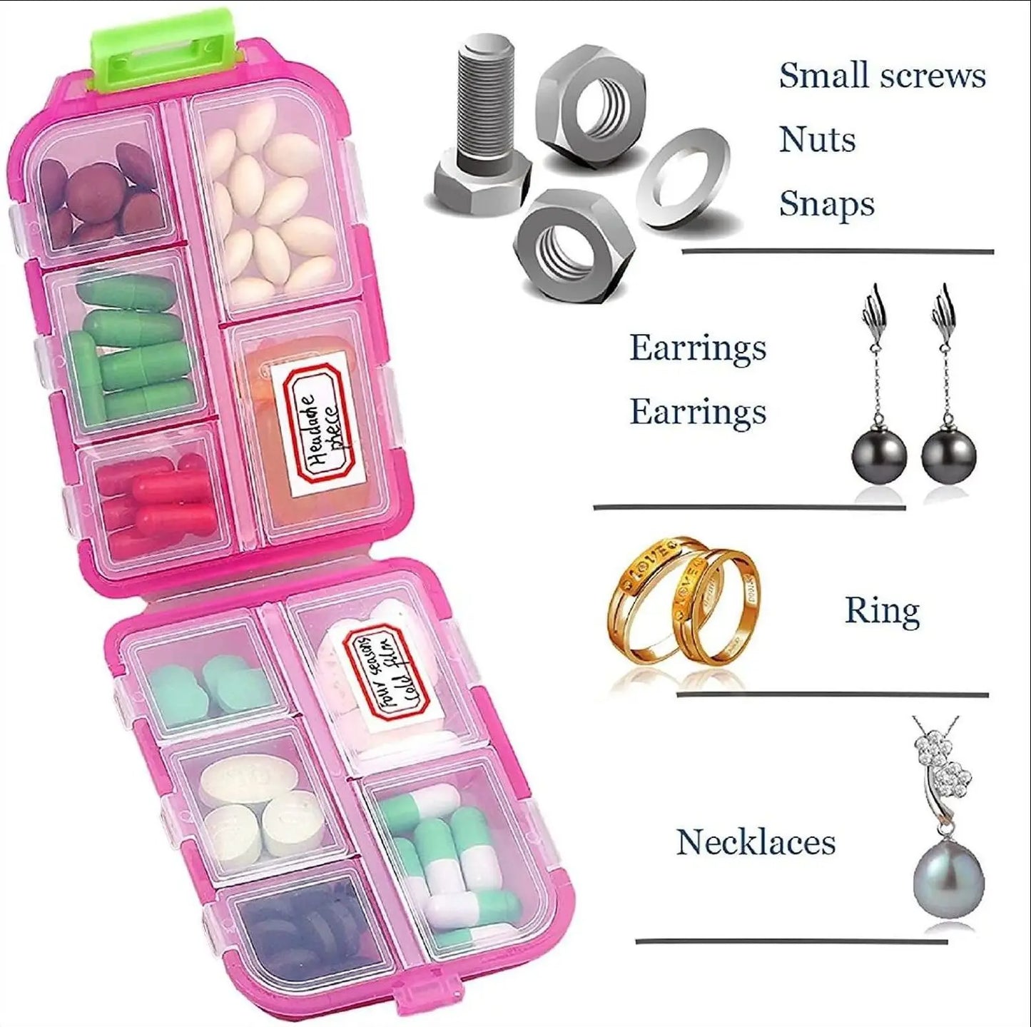 Tcare Travel Pill Organizer Moisture Proof Pills Box for Pocket Purse