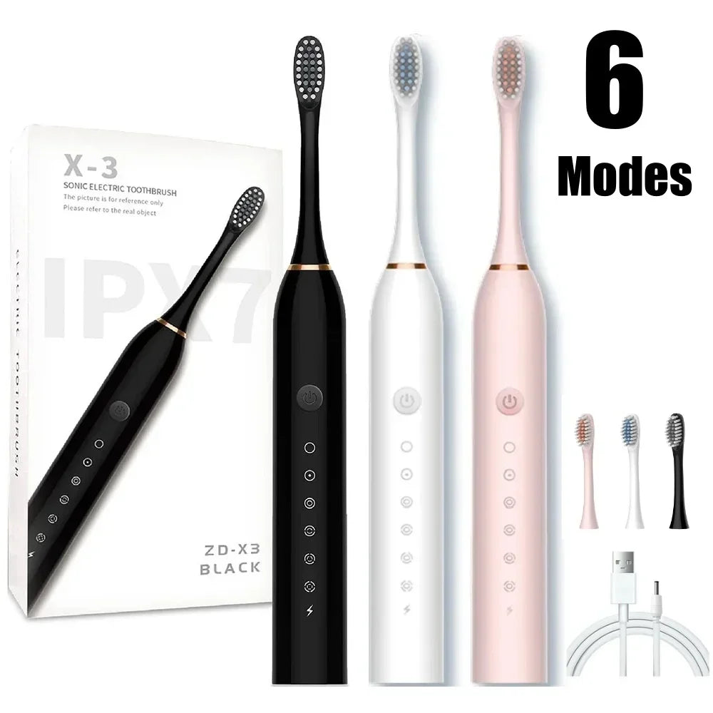 USB Rechargeable Tooth Brush for Adult  6 Clean Modes X-3 Sonic